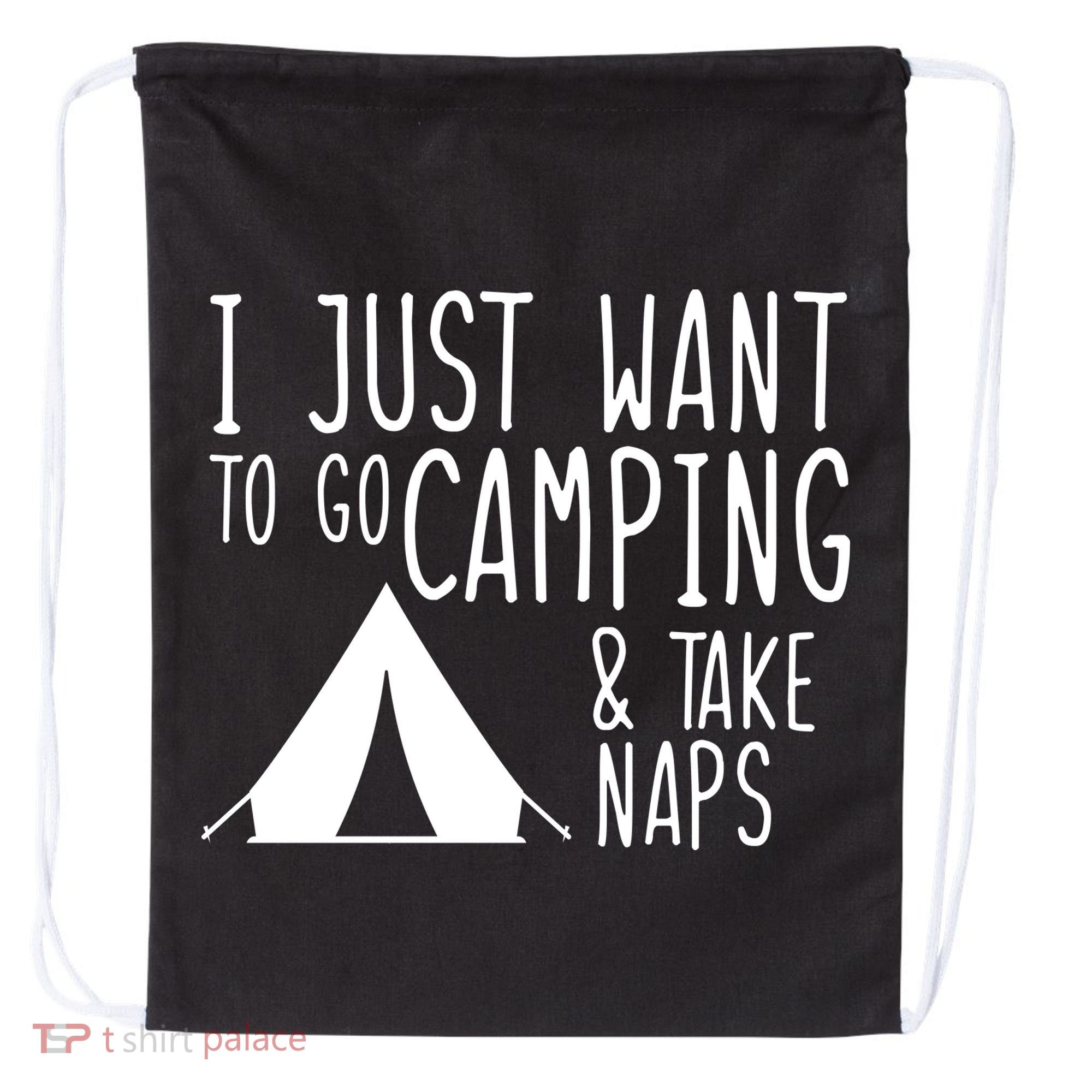 Camping And Napping Drawstring Bag