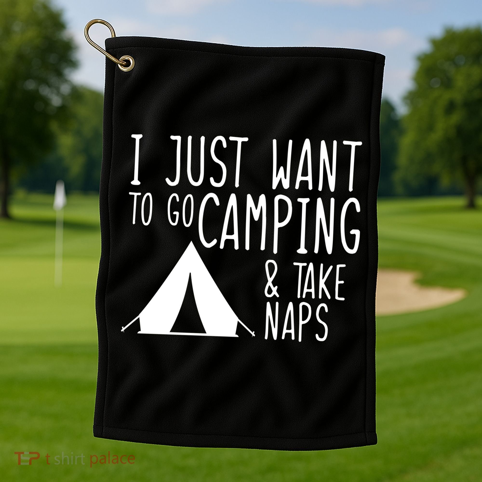Camping And Napping Golf Towel