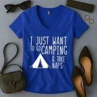 Camping And Napping Women's V-Neck T-Shirt thumb 2
