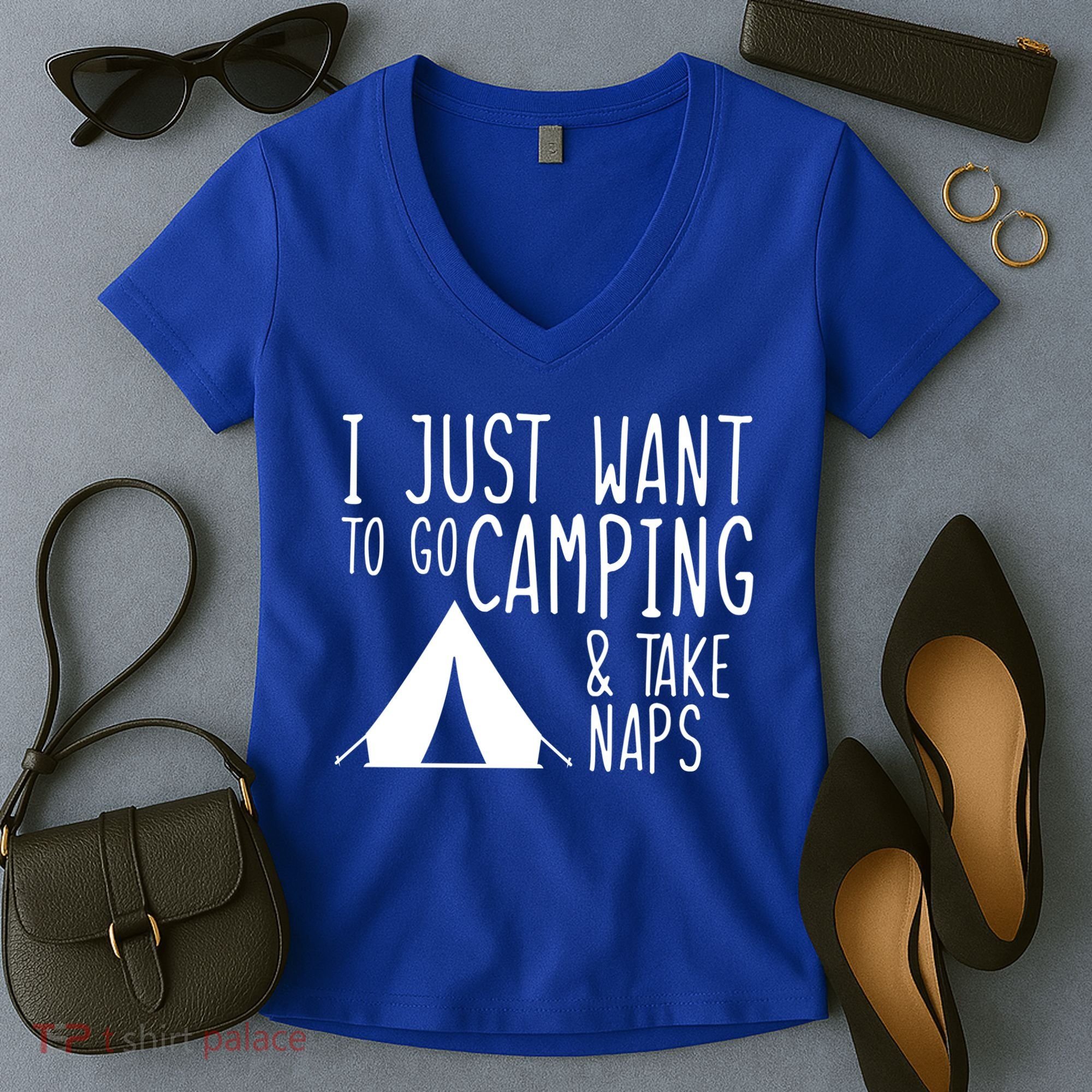 Camping And Napping Women's V-Neck T-Shirt