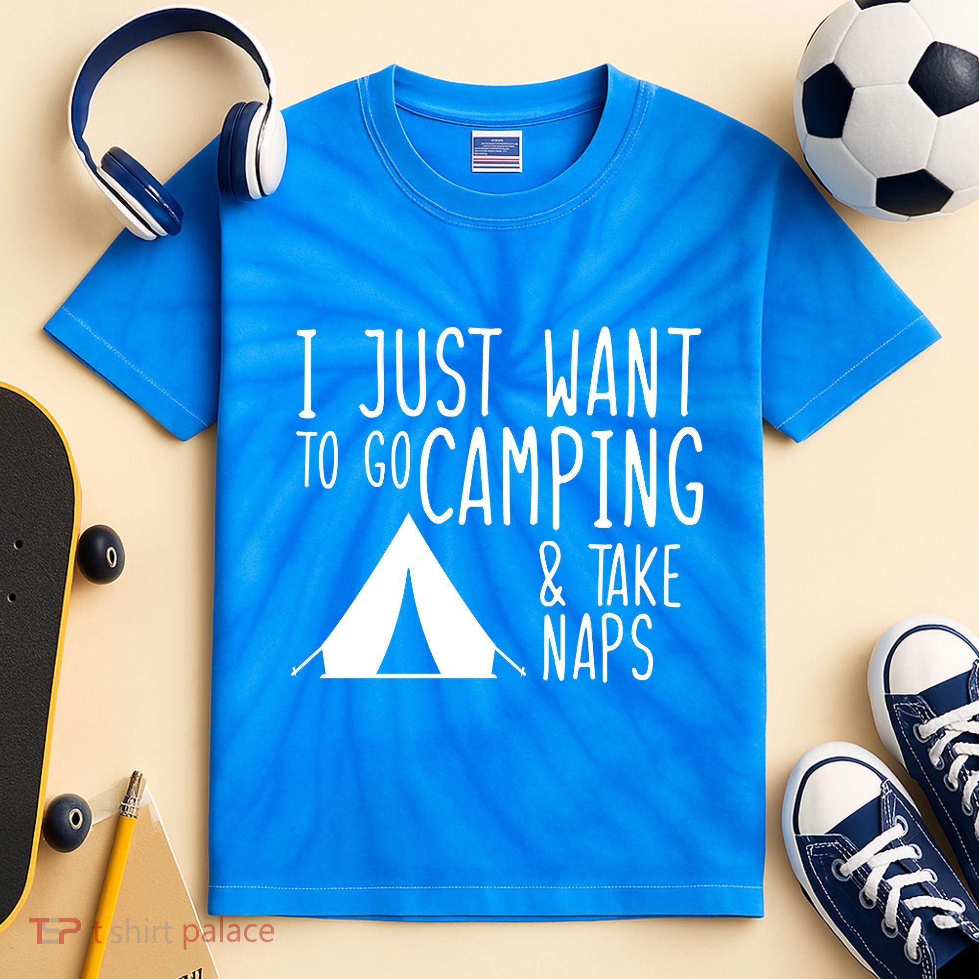 Camping And Napping Kids Tie-Dye T-Shirt