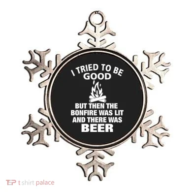 Camping Bonfire And Beer Ornament