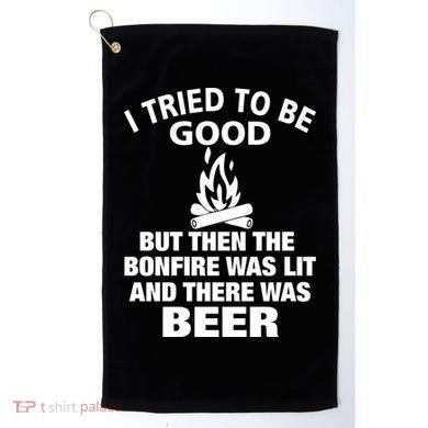Camping Bonfire And Beer Golf Towel