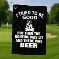 Camping Bonfire And Beer Golf Towel thumb 1