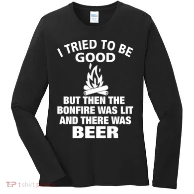 Camping Bonfire And Beer Women's Long Sleeve Shirt