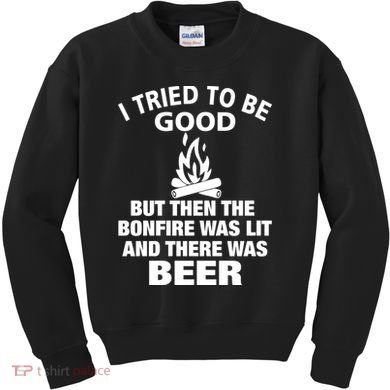 Camping Bonfire And Beer Kids Sweatshirt