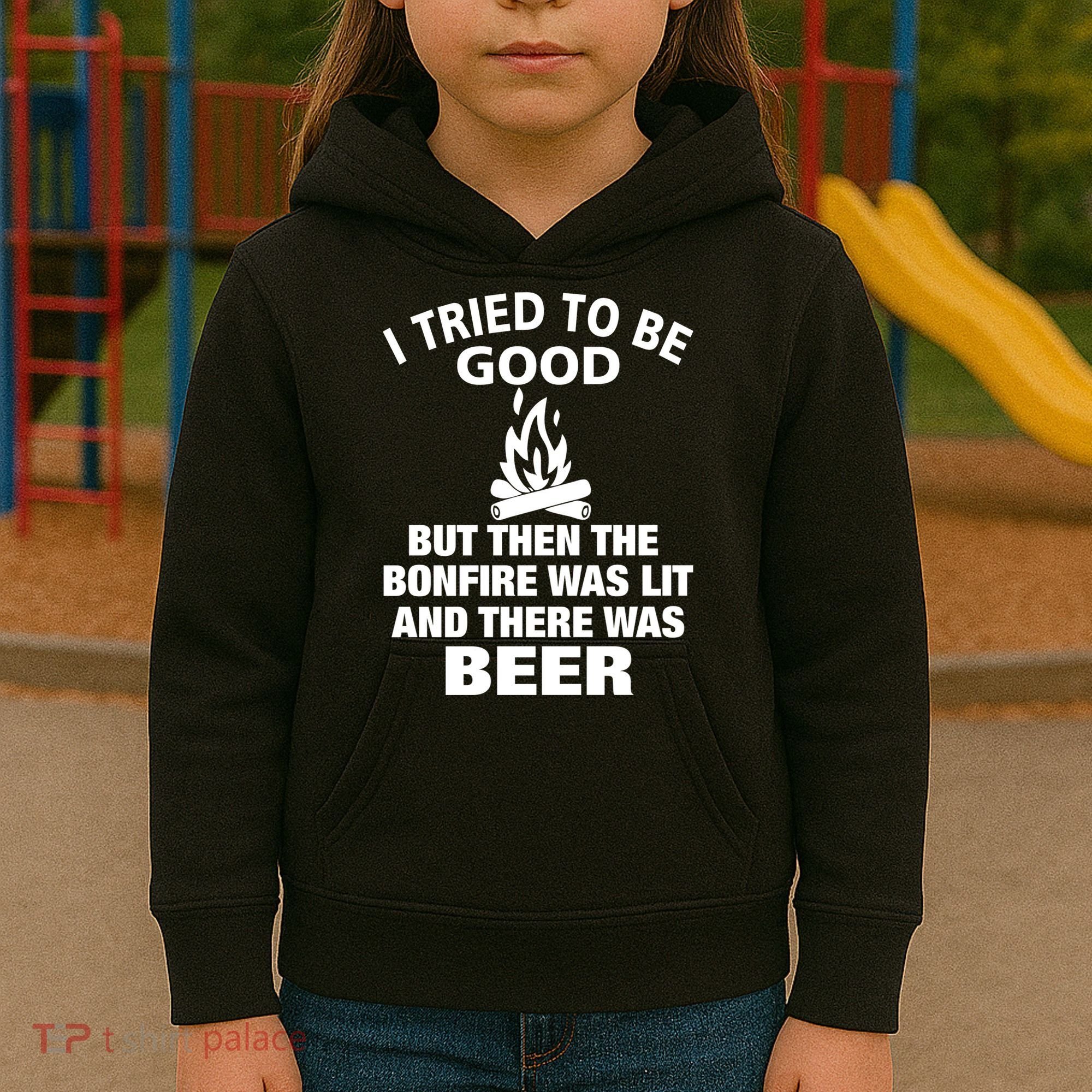 Camping Bonfire And Beer Kids Hoodie