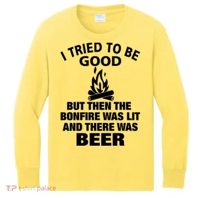 Camping Bonfire And Beer Kids Long Sleeve Shirt