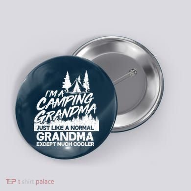 Camping Grandma Button