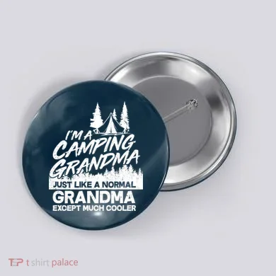 Camping Grandma Button