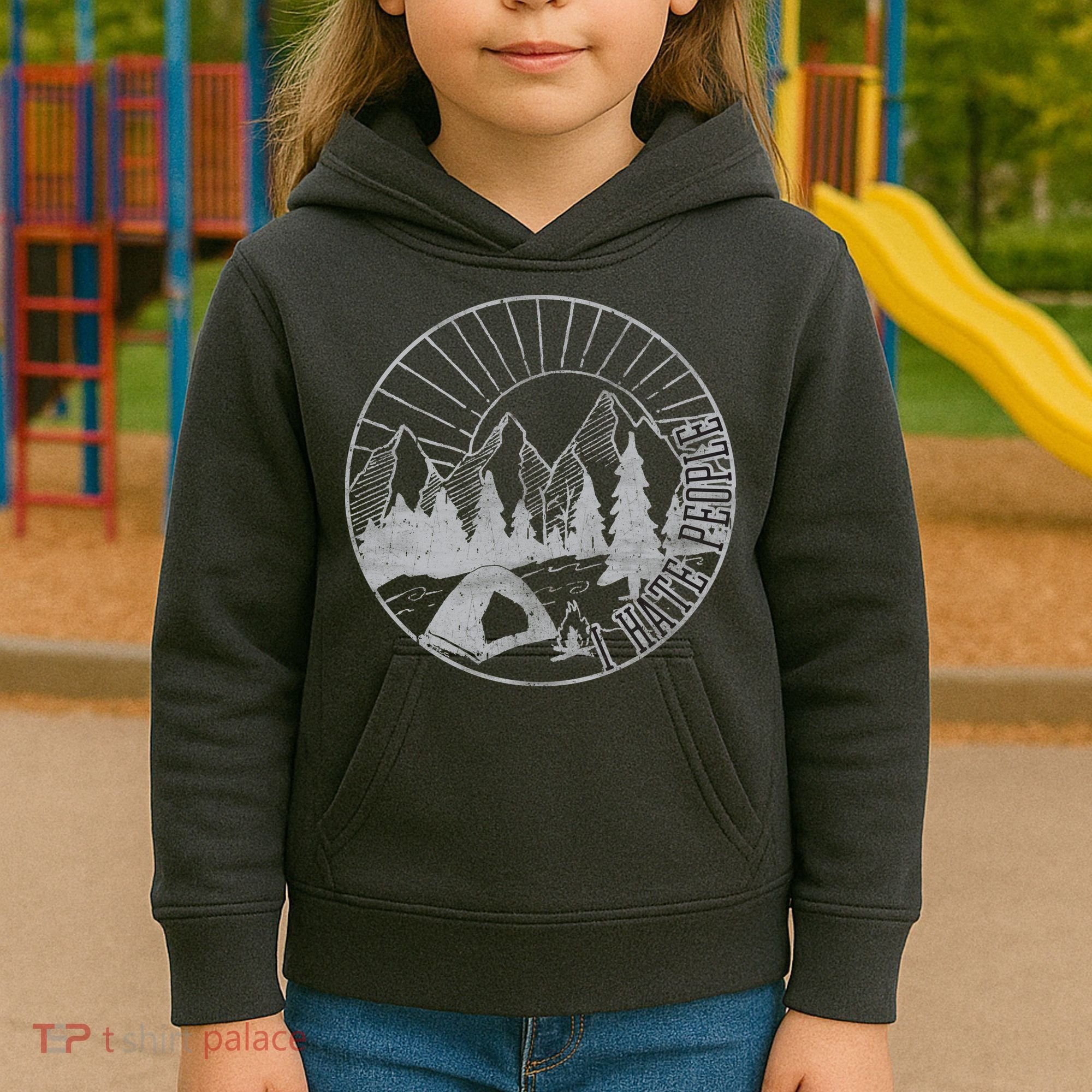 Camping I Hate People Kids Hoodie