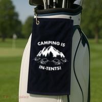 Camping Is In Tents Intents Funny  Golf Towel thumb 2