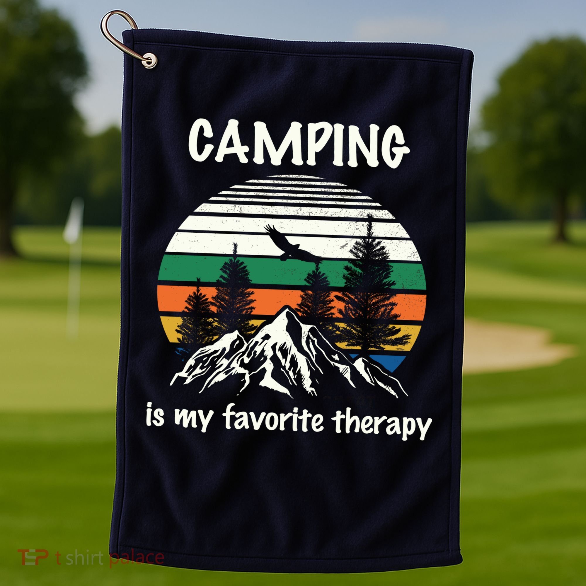 Camping Is My Therapy Golf Towel