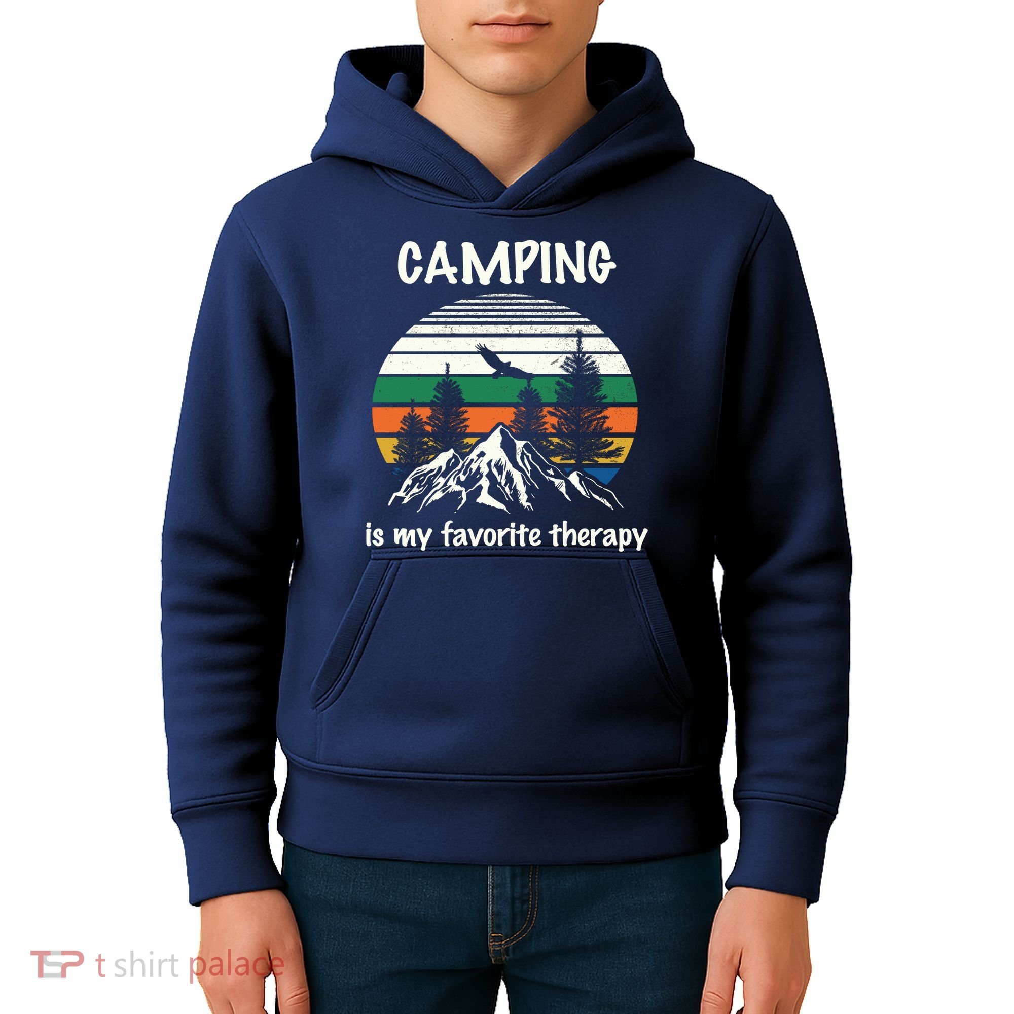 Camping Is My Therapy Kids Hoodie