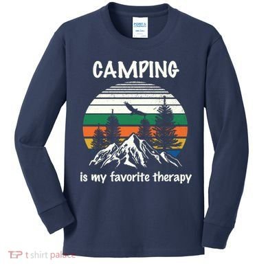 Camping Is My Therapy Kids Long Sleeve Shirt