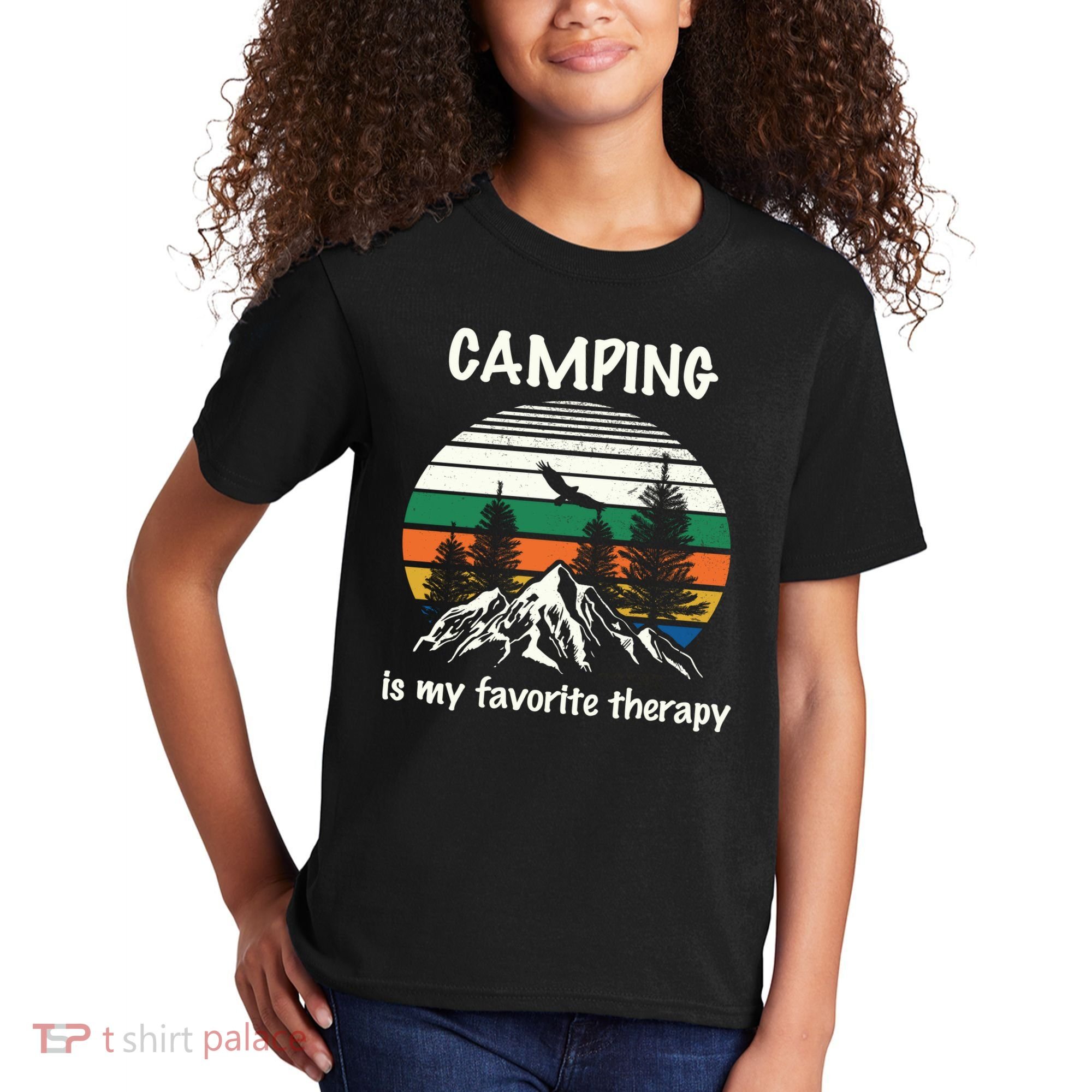 Camping Is My Therapy Kids T-Shirt