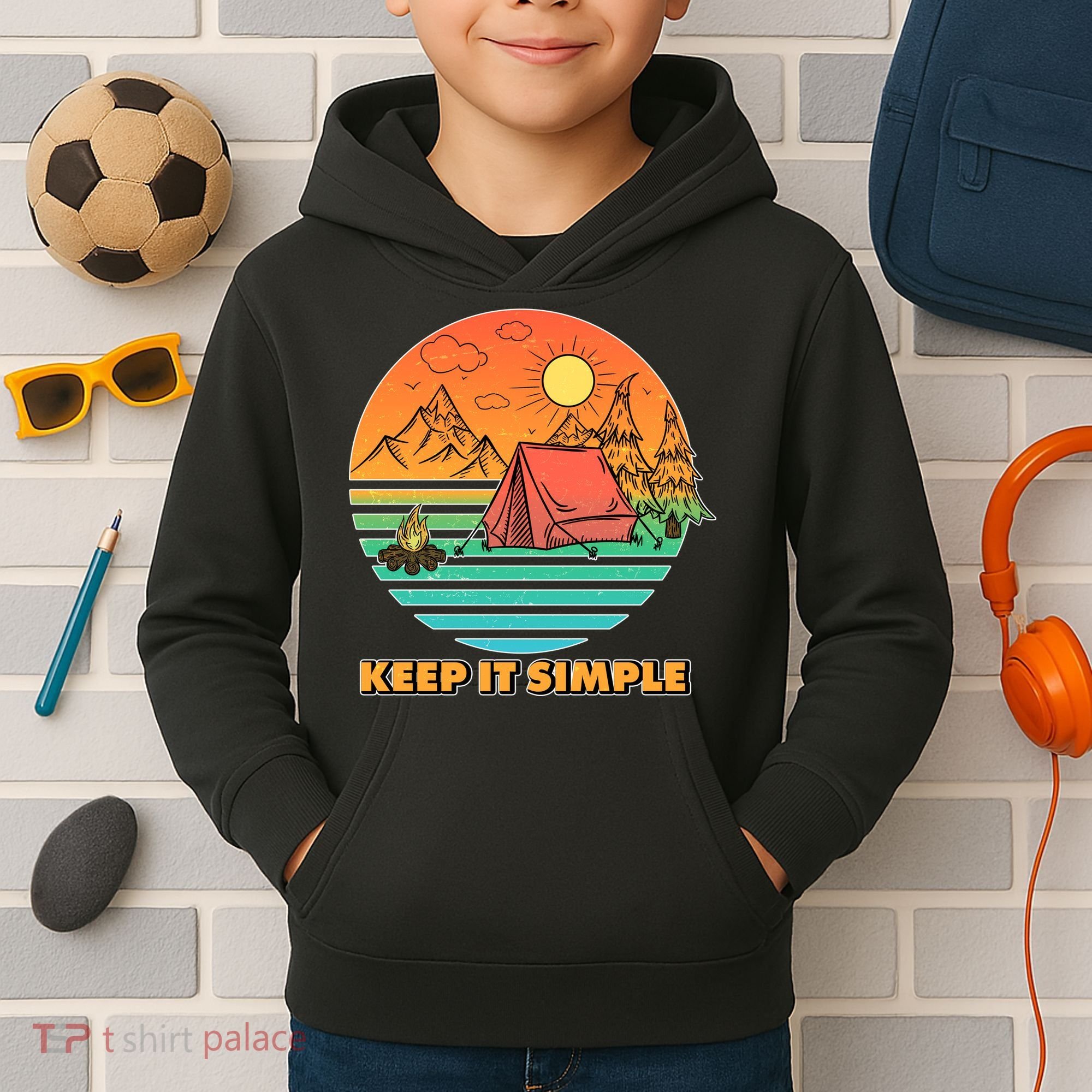 Camping Keep It Simple Kids Hoodie