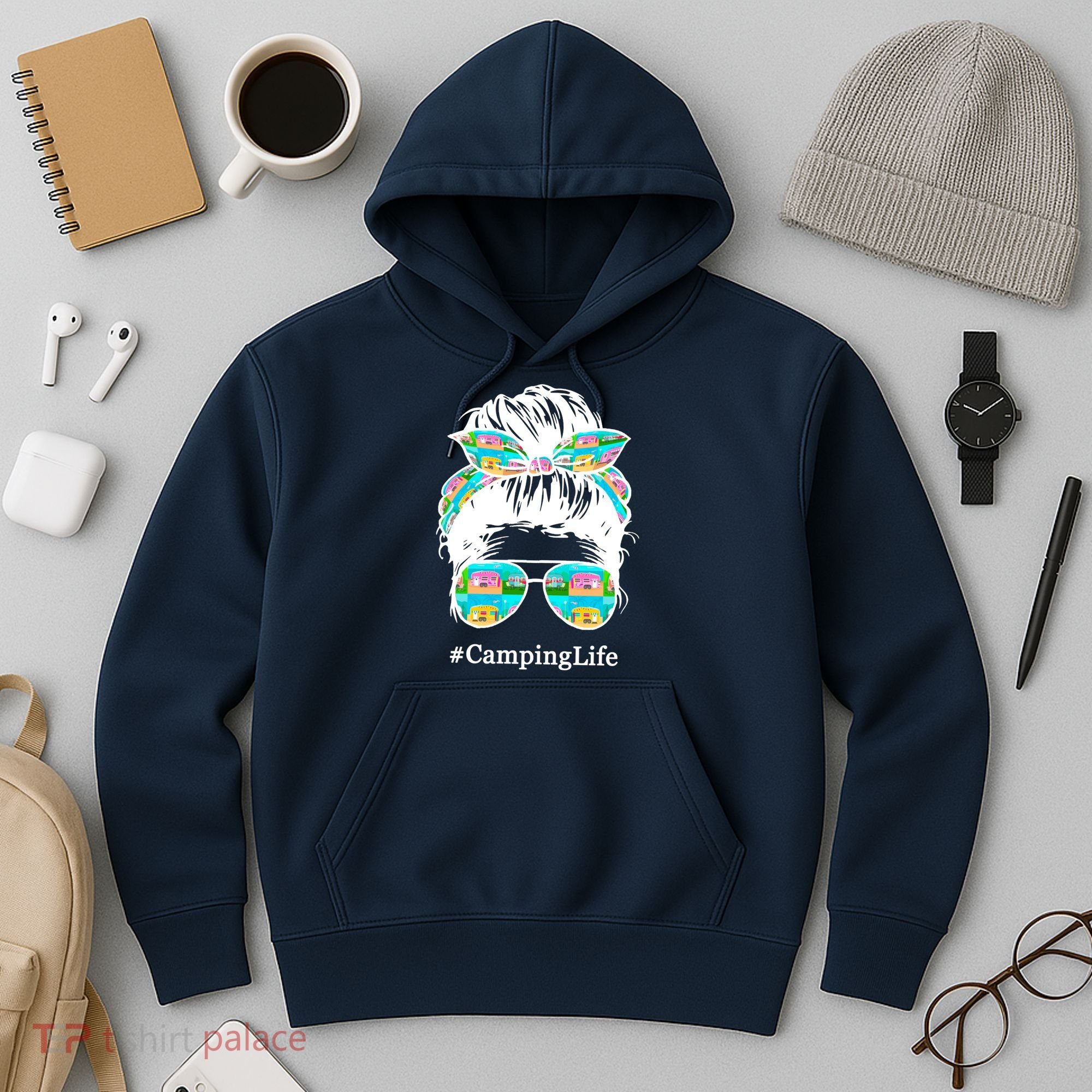 Camping Life Messy Hair Hoodie