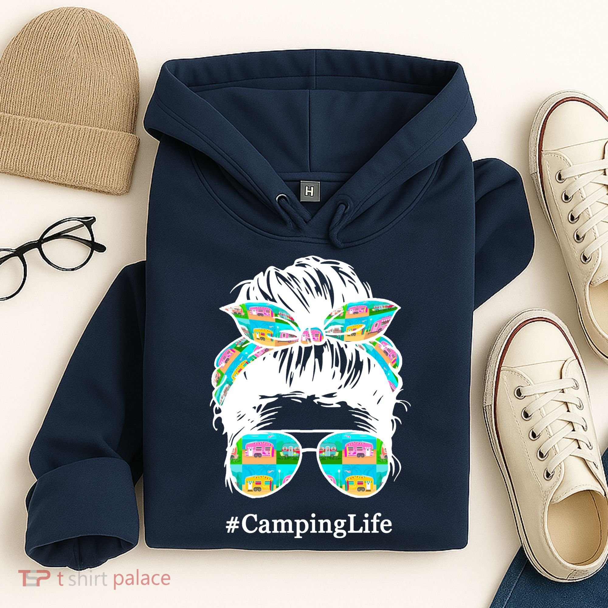 Camping Life Messy Hair Hoodie