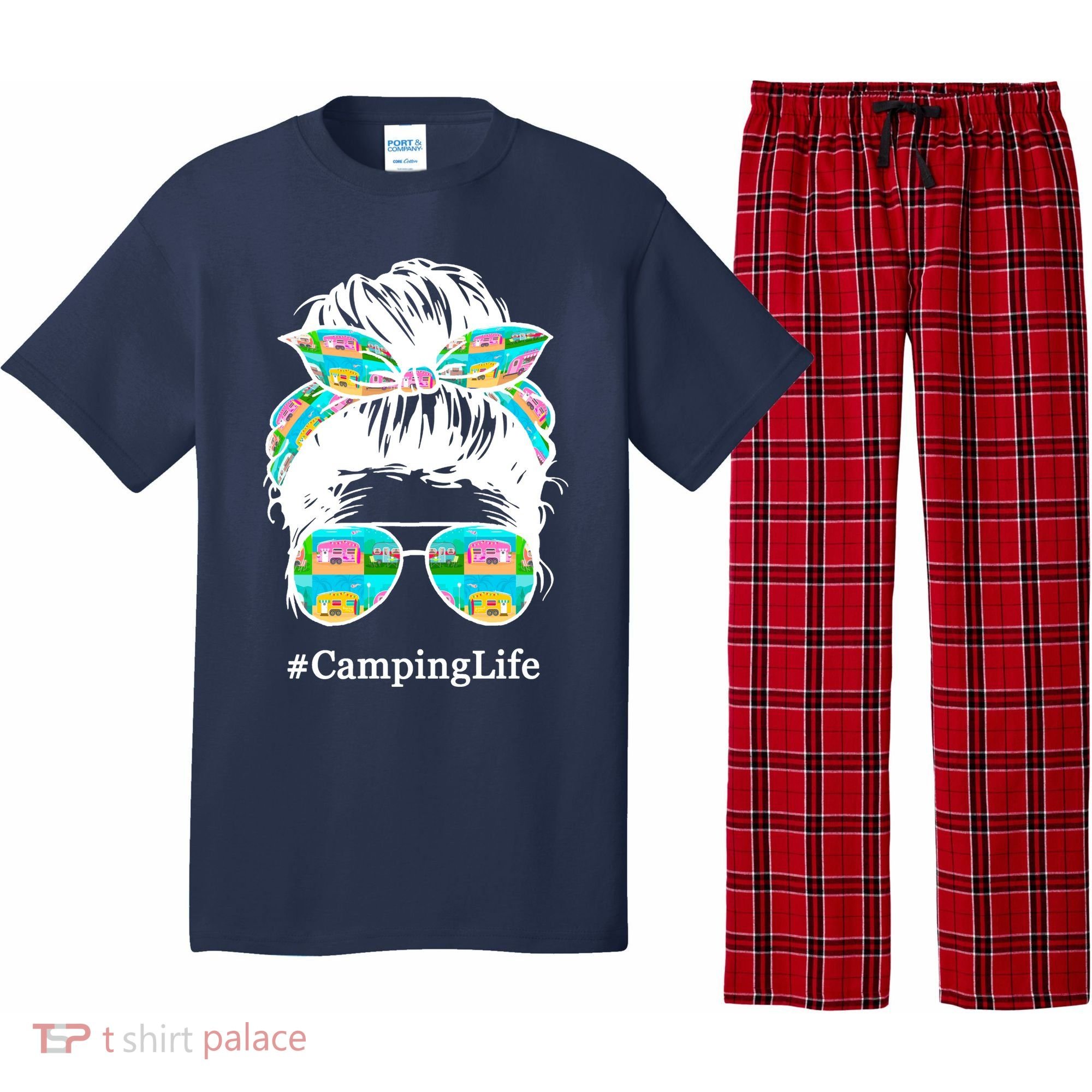 Camping Life Messy Hair Pajama Set