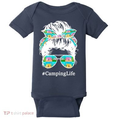 Camping Life Messy Hair Baby Bodysuit