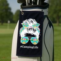 Camping Life Messy Hair Golf Towel thumb 2