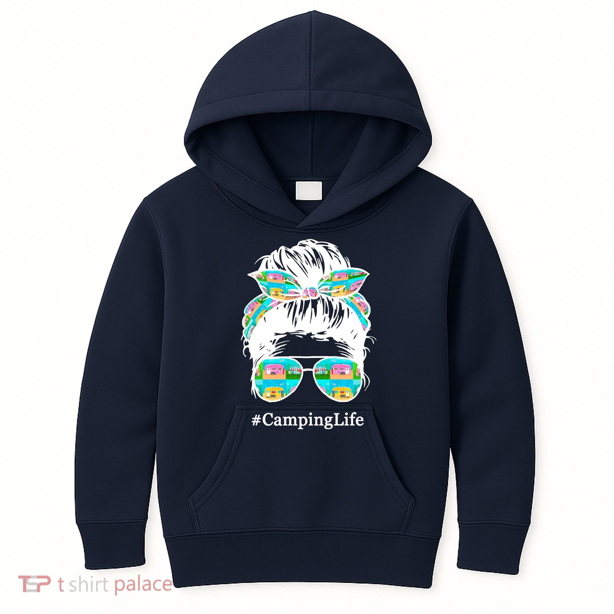 Camping Life Messy Hair Kids Hoodie