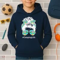 Camping Life Messy Hair Kids Hoodie thumb 2