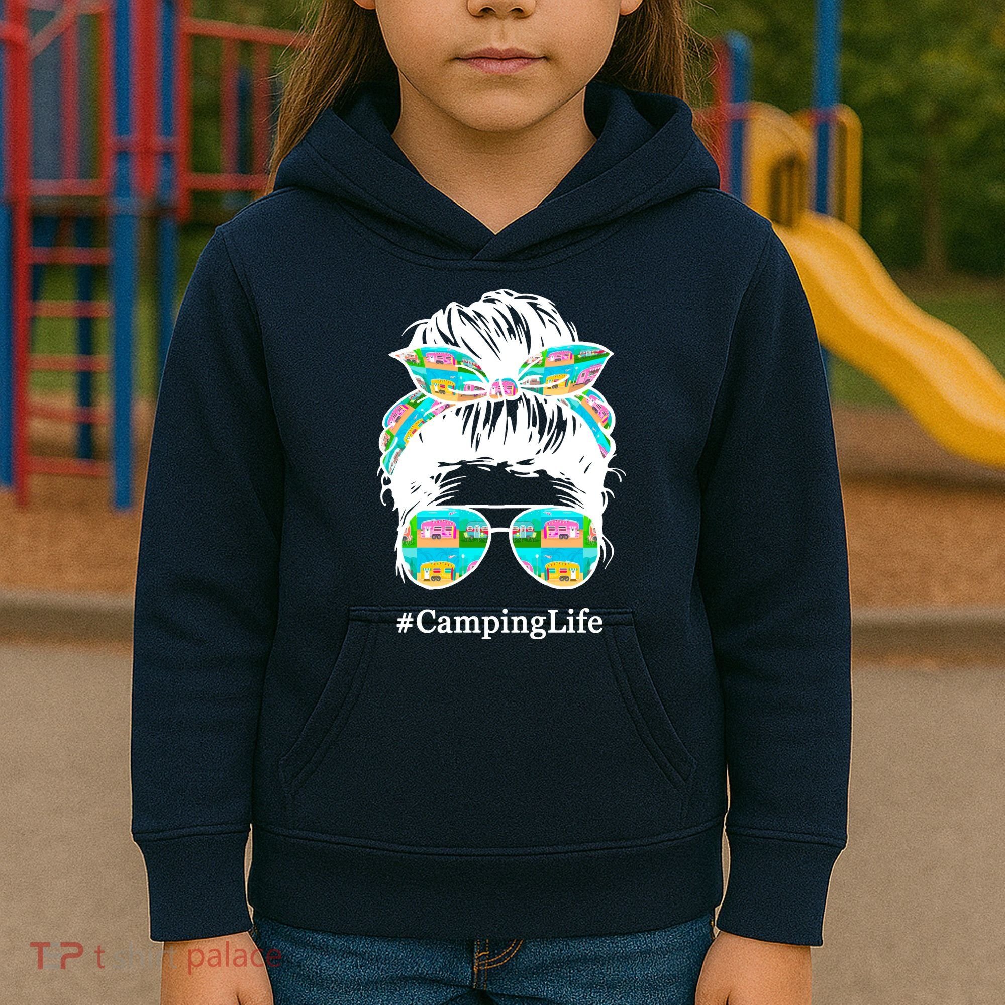 Camping Life Messy Hair Kids Hoodie