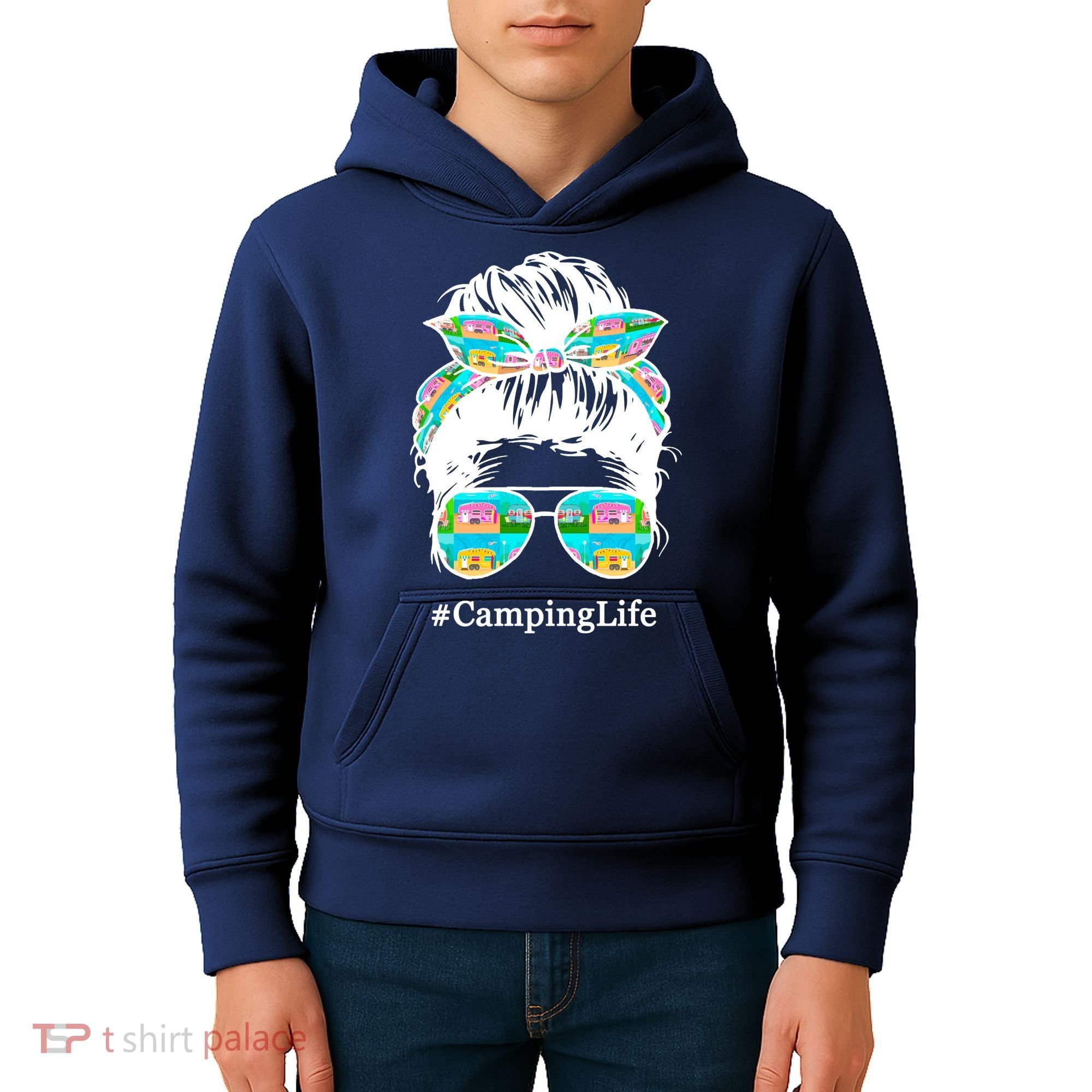 Camping Life Messy Hair Kids Hoodie