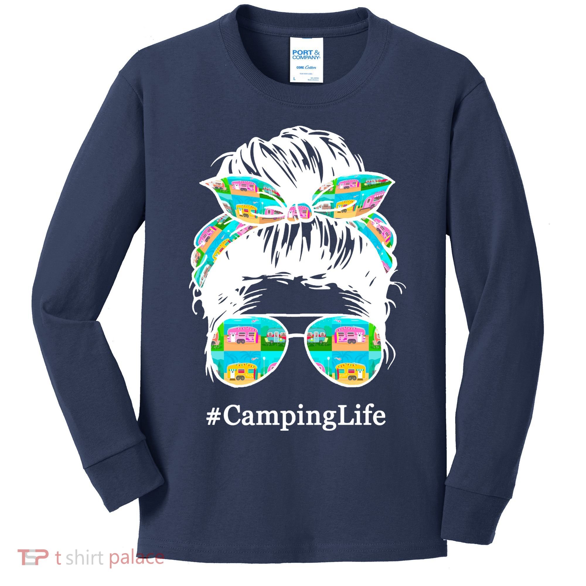 Camping Life Messy Hair Kids Long Sleeve Shirt
