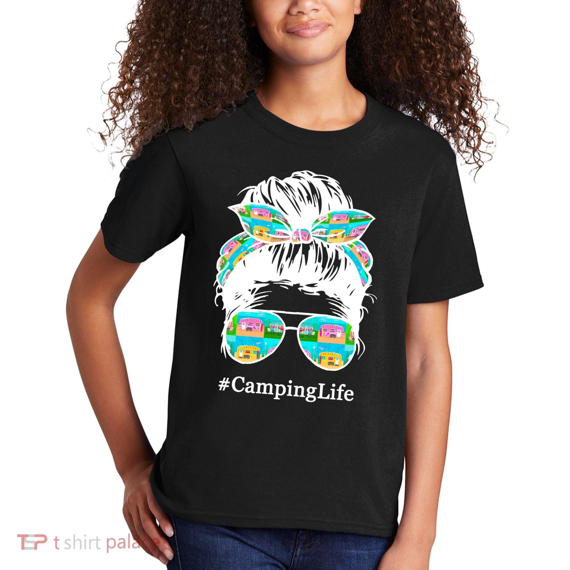 Camping Life Messy Hair Kids T-Shirt