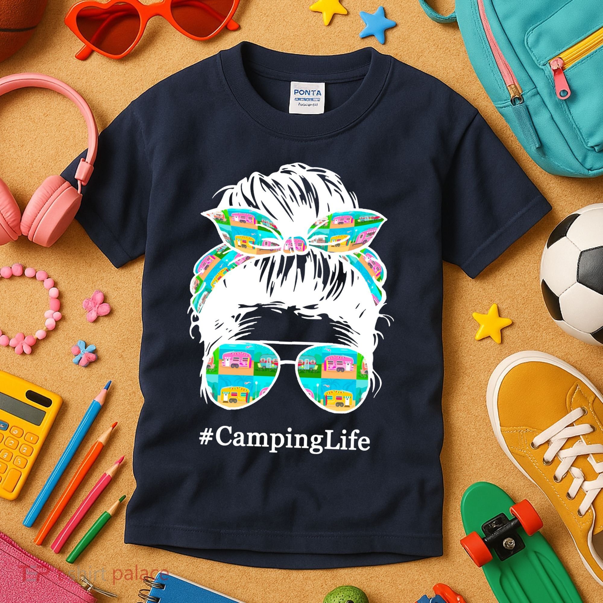 Camping Life Messy Hair Kids T-Shirt