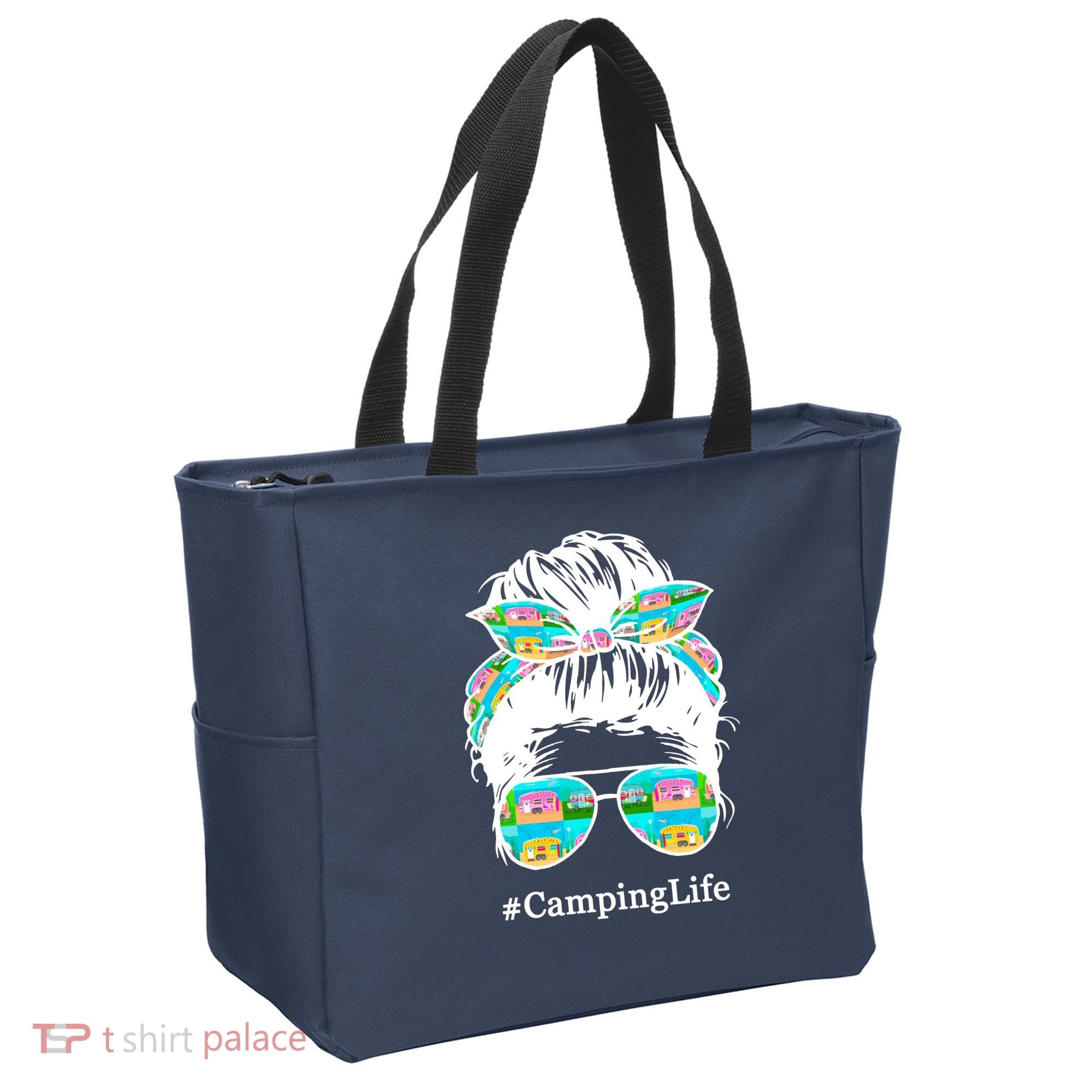 Camping Life Messy Hair Tote Bag