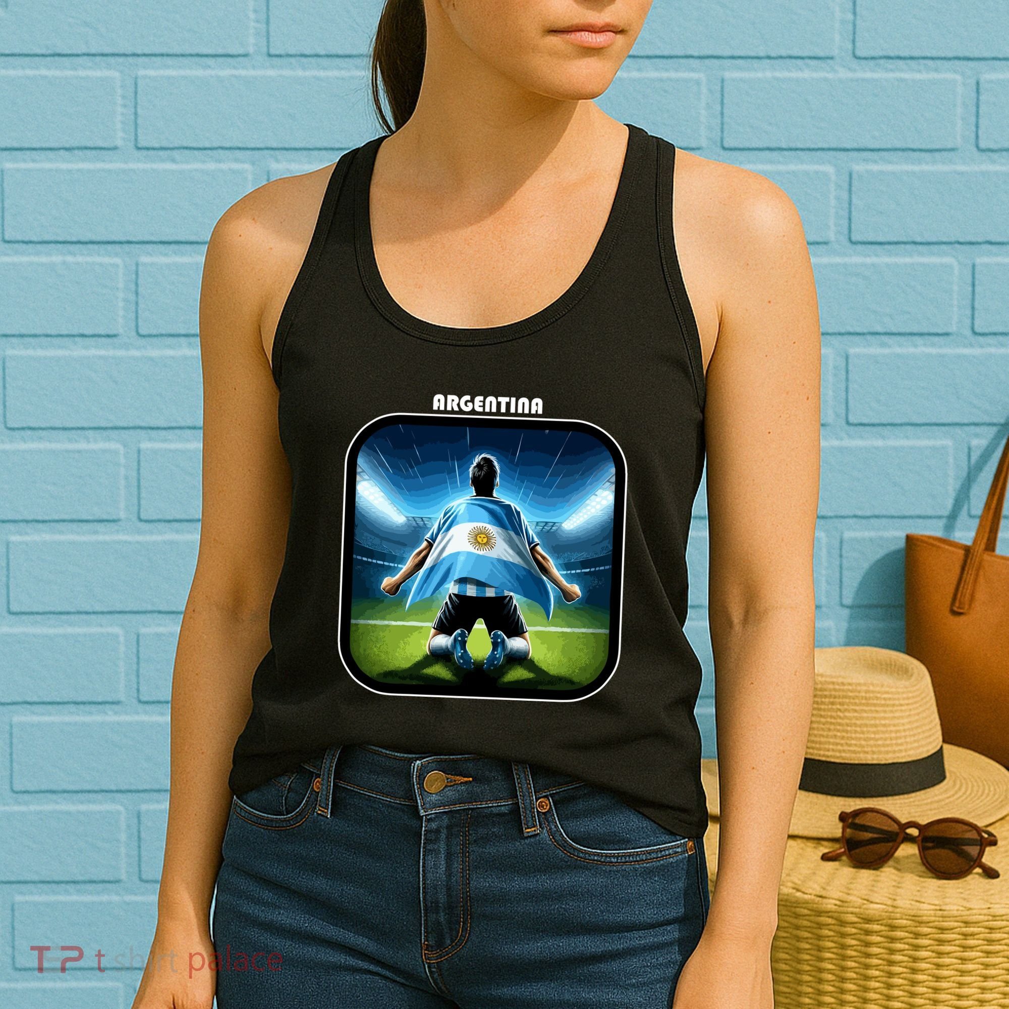 Cool Argentina National Soccer Team With Flag Women's Tank Top