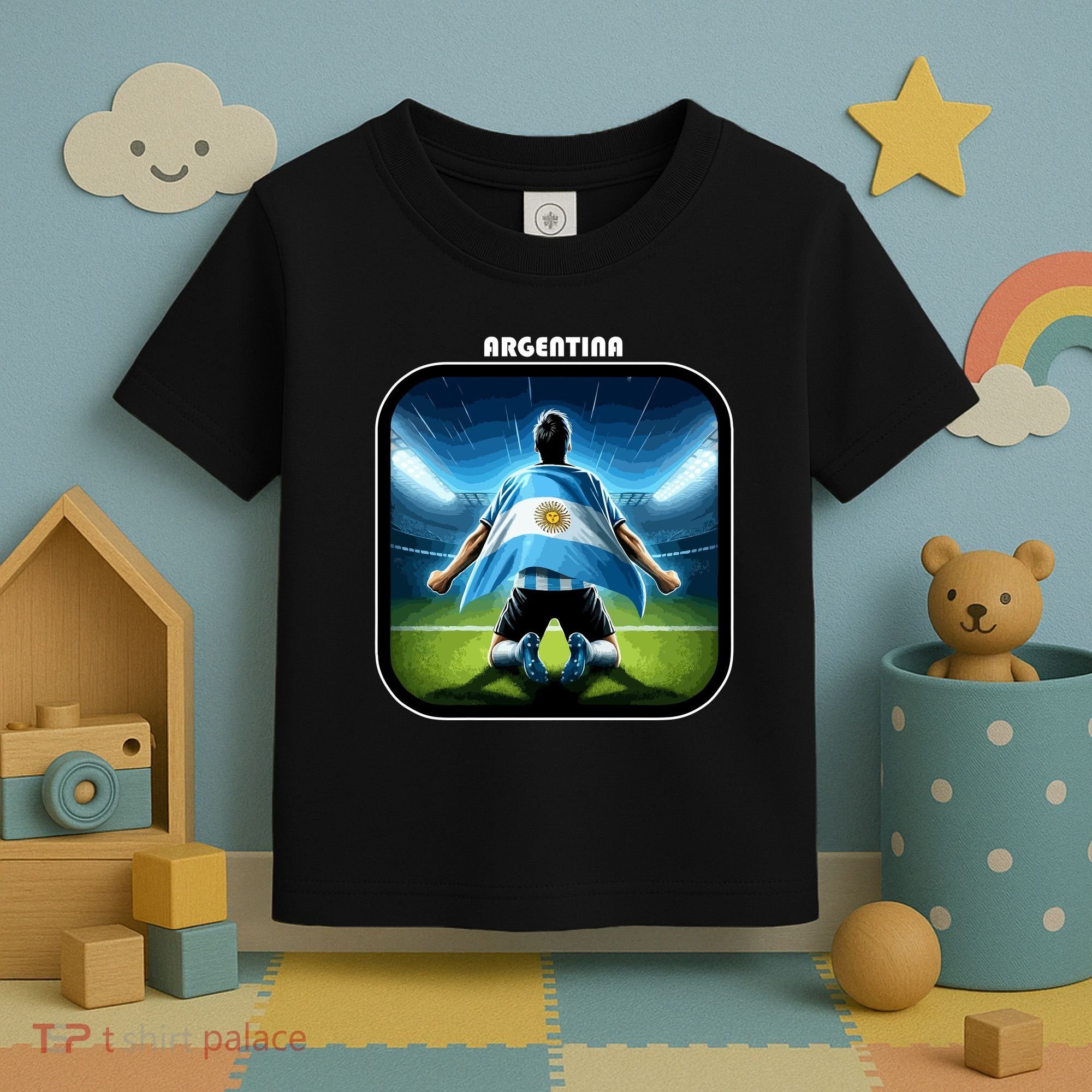 Cool Argentina National Soccer Team With Flag Toddler T-Shirt