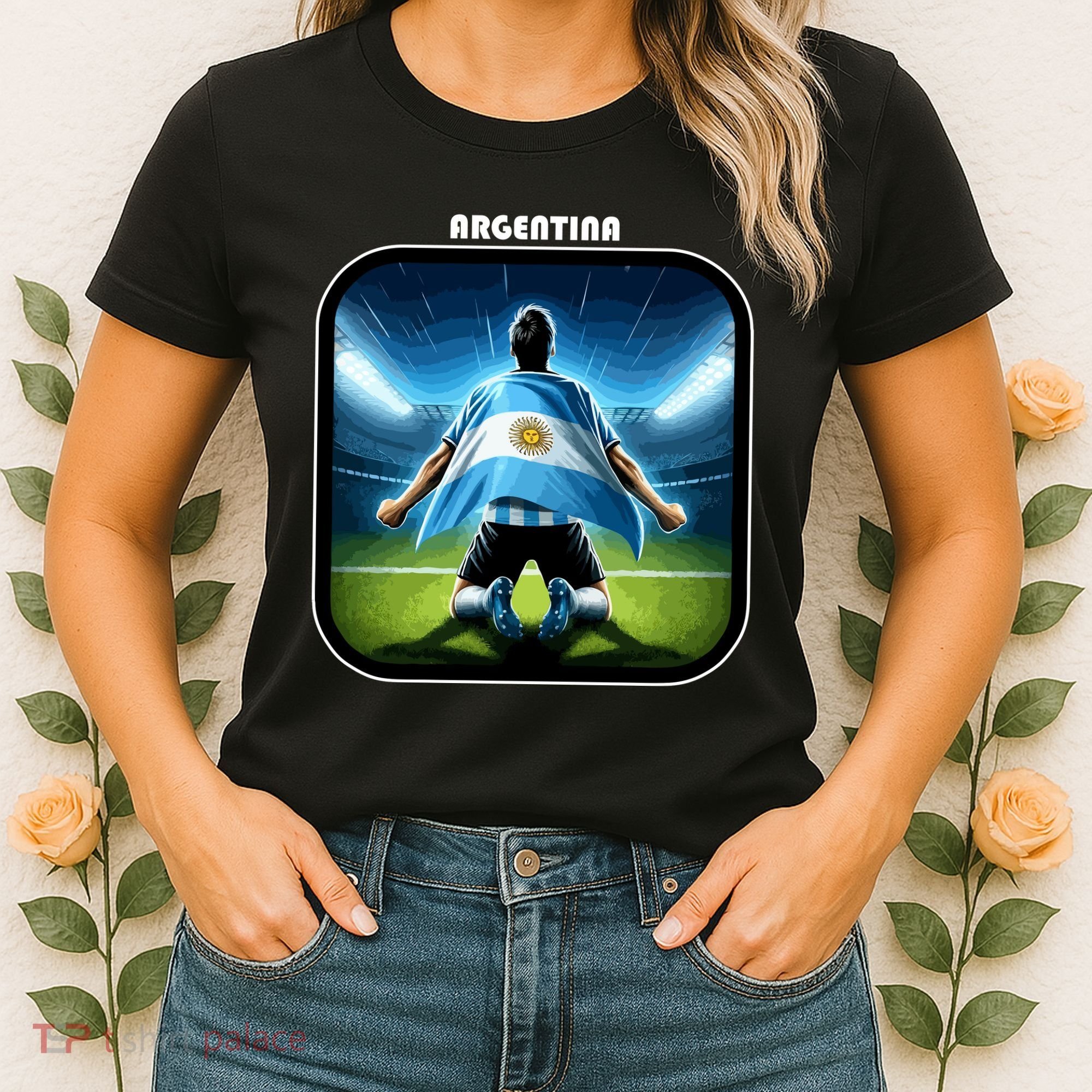 Cool Argentina National Soccer Team With Flag Women's T-Shirt