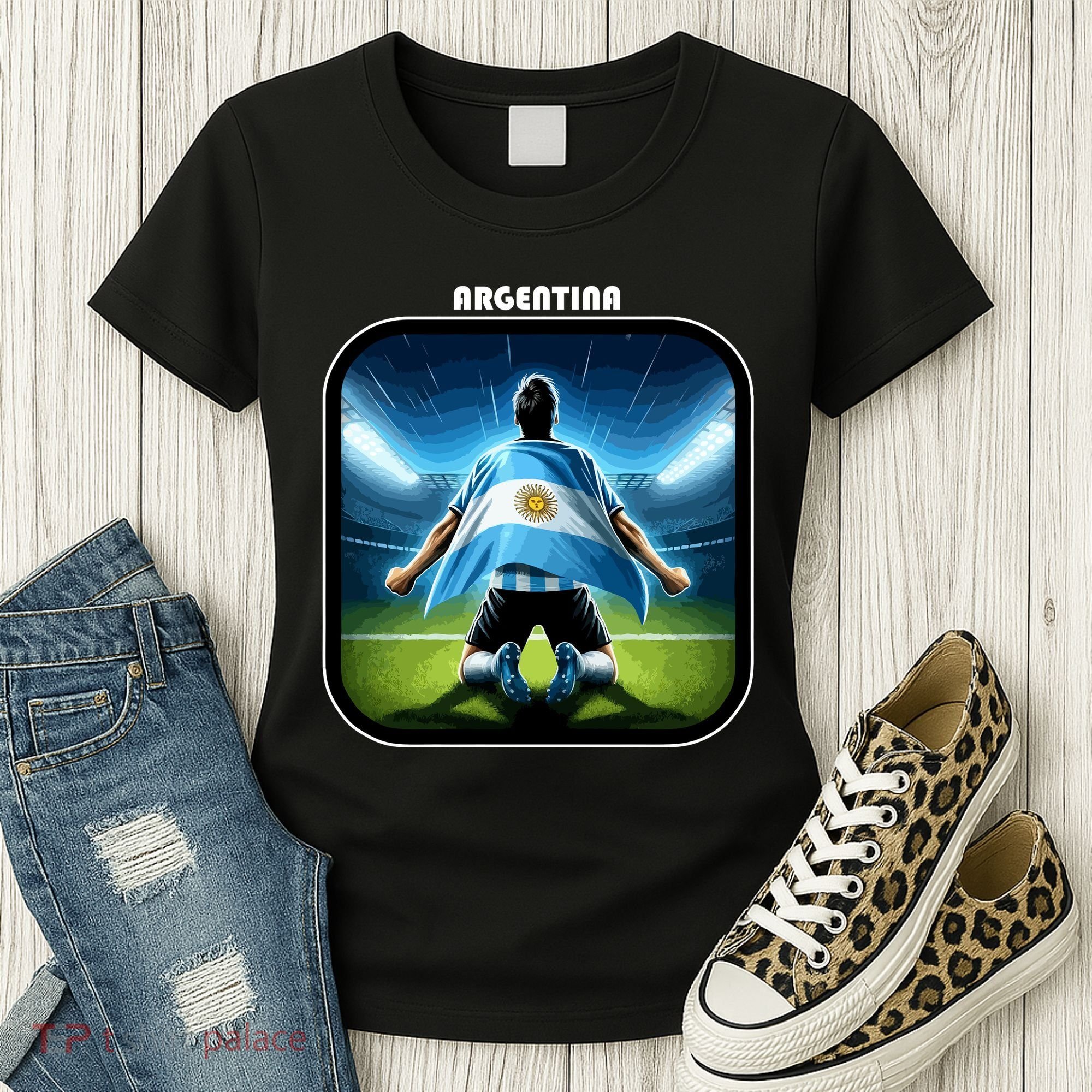 Cool Argentina National Soccer Team With Flag Women's T-Shirt