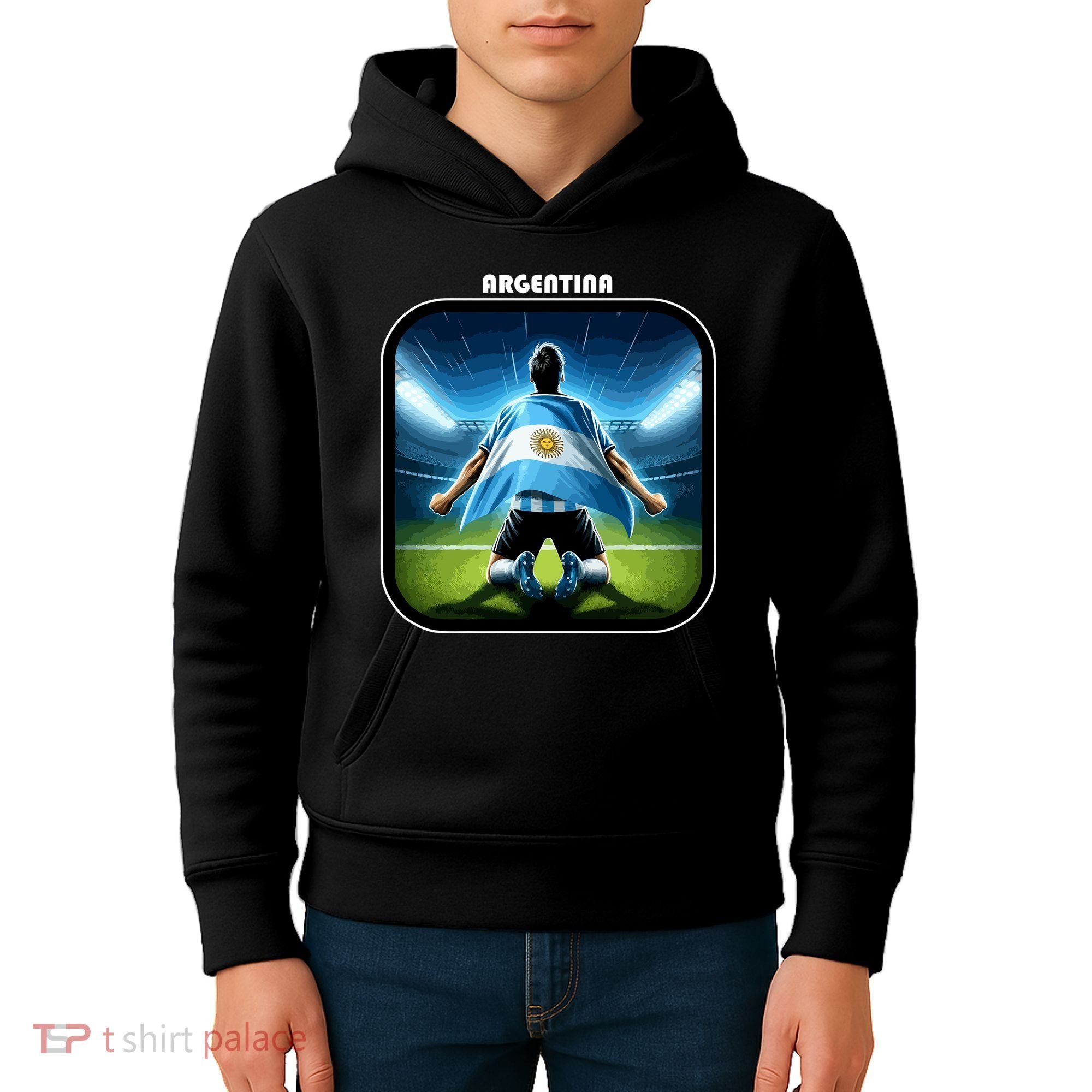 Cool Argentina National Soccer Team With Flag Kids Hoodie