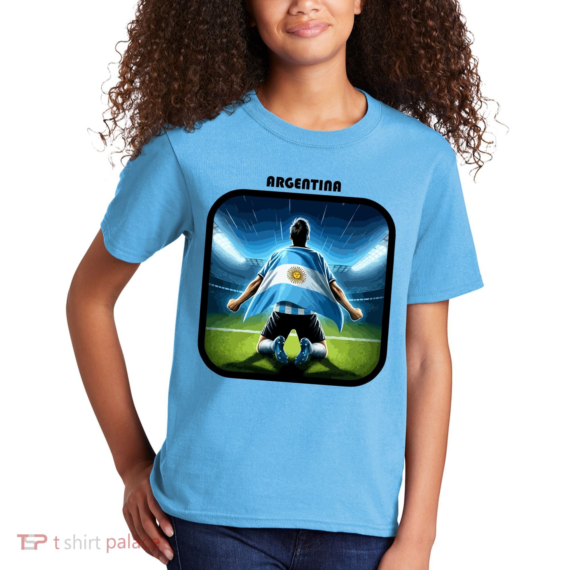 Cool Argentina National Soccer Team With Flag Kids T-Shirt