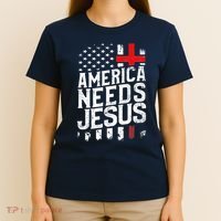Christian America Needs Jesus Vintage T-Shirt thumb 4