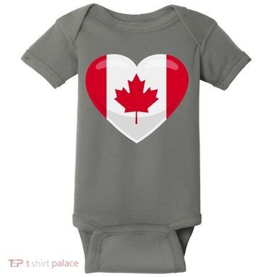 Canada Heart Flag Baby Bodysuit