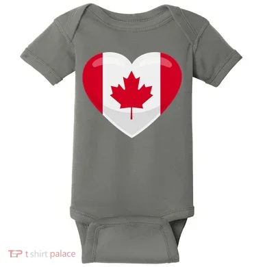 Canada Heart Flag Baby Bodysuit