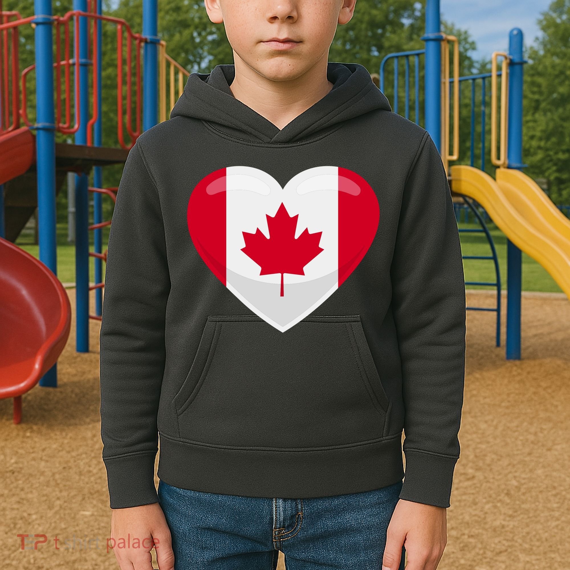 Canada Heart Flag Kids Hoodie