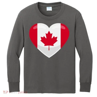Canada Heart Flag Kids Long Sleeve Shirt