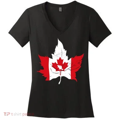 Canada Maple Leaf Flaf Women's V-Neck T-Shirt