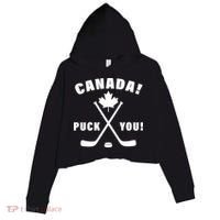Canada Puck You Hockey Crop Fleece Hoodie thumb 0