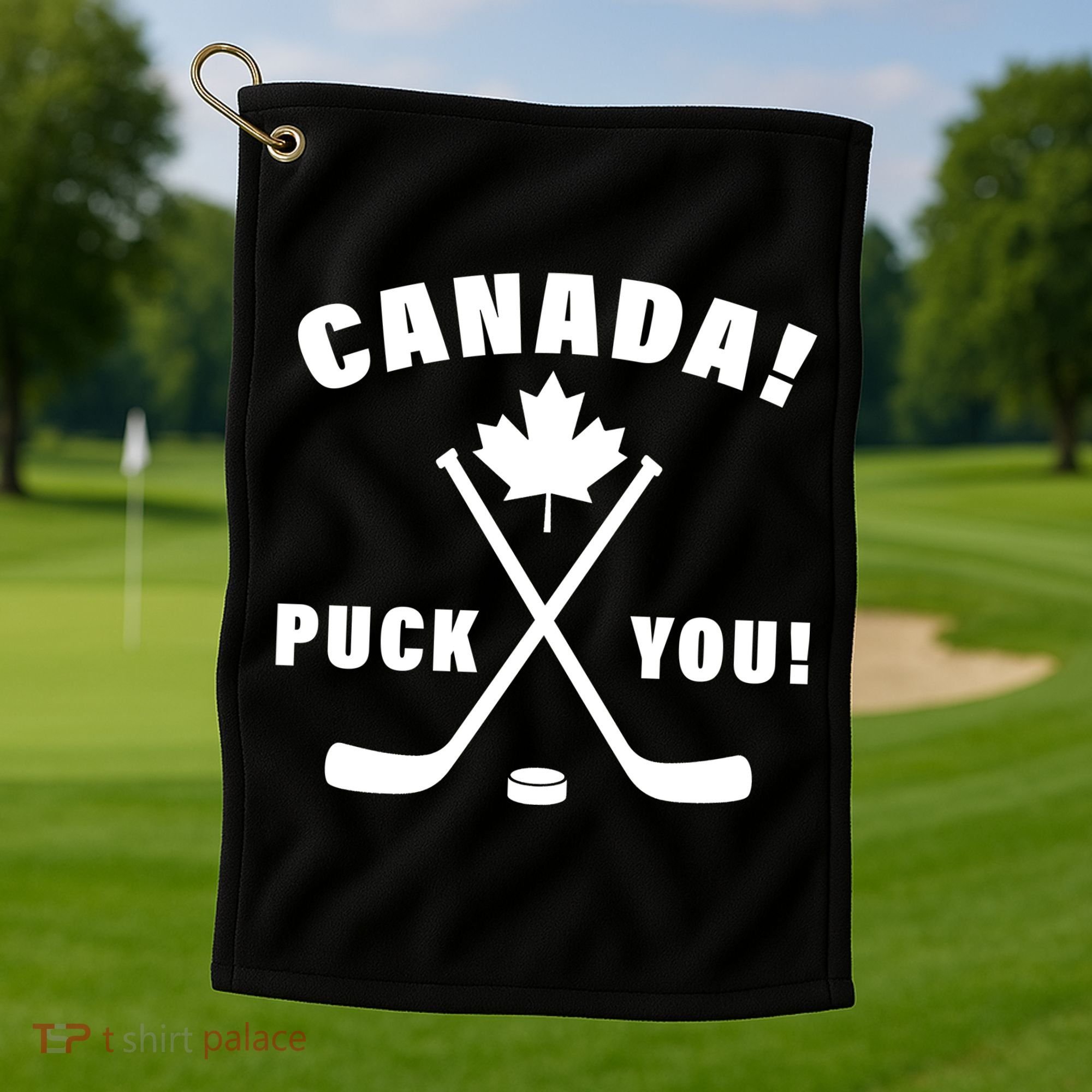 Canada Puck You Hockey Golf Towel