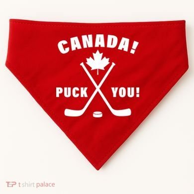 Canada Puck You Hockey USA-Made Doggie Bandana