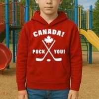 Canada Puck You Hockey Kids Hoodie thumb 2